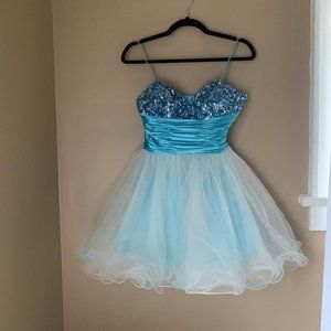 Jovani homecoming/prom dress blue sparkle sequin